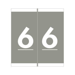 Barkley AVNM Compatible Numerical Labels, Number "6" , Gray, Laminated Stock, 1-11/16" X 1-1/2" Individual Numbers - Roll of 500