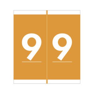 Barkley AVNM Compatible Numerical Labels, Number "9" , Orange, Laminated Stock, 1-11/16" X 1-1/2" Individual Numbers - Roll of 500