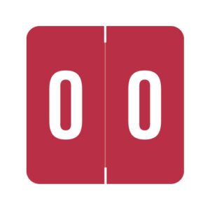 Barkley FNDBM-S Compatible Numerical Labels, Number "0" , Red, Laminated Stock, 1-1/2" X 1-1/2" Individual Numbers - Roll of 500