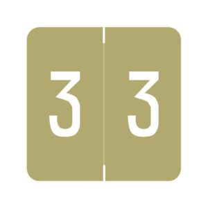 Barkley FNDBM-S Compatible Numerical Labels, Number "3" , Gold, Laminated Stock, 1-1/2" X 1-1/2" Individual Numbers - Roll of 500