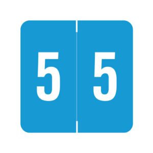 Barkley FNDBM-S Compatible Numerical Labels, Number "5" , Blue, Laminated Stock, 1-1/2" X 1-1/2" Individual Numbers - Roll of 500