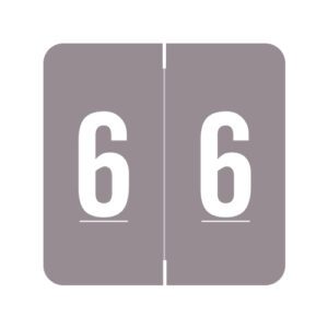 Barkley FNDBM-S Compatible Numerical Labels, Number "6" , Gray, Laminated Stock, 1-1/2" X 1-1/2" Individual Numbers - Roll of 500