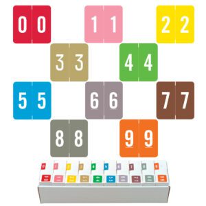 Barkley FNDBM-S Compatible Numerical Labels, Number "0-9" , Multiple Color, Laminated Stock, 1-1/2" X 1-1/2" Individual Numbers - 10 Rolls of 500