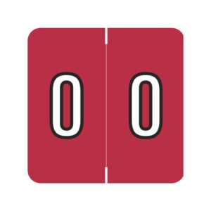 Barkley FNBRM Compatible Numerical Labels, Number "0" , Red, Laminated Stock, 1-1/2" X 1-1/2" Individual Numbers - Roll of 500