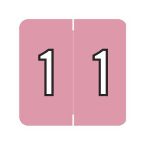 Barkley FNBRM Compatible Numerical Labels, Number "1" , Pink, Laminated Stock, 1-1/2" X 1-1/2" Individual Numbers - Roll of 500