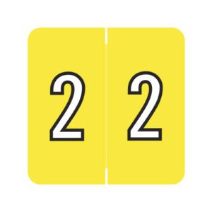 Barkley FNBRM Compatible Numerical Labels, Number "2" , Yellow, Laminated Stock, 1-1/2" X 1-1/2" Individual Numbers - Roll of 500