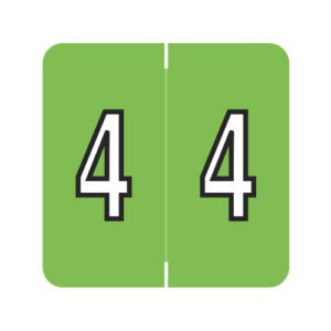 Barkley FNBRM Compatible Numerical Labels, Number "4" , Green, Laminated Stock, 1-1/2" X 1-1/2" Individual Numbers - Roll of 500
