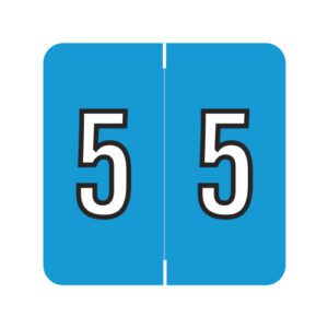 Barkley FNBRM Compatible Numerical Labels, Number "5" , Blue, Laminated Stock, 1-1/2" X 1-1/2" Individual Numbers - Roll of 500