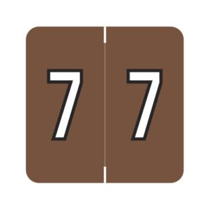 Barkley FNBRM Compatible Numerical Labels, Number "7" , Brown, Laminated Stock, 1-1/2" X 1-1/2" Individual Numbers - Roll of 500