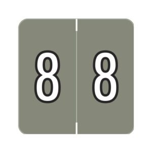 Barkley FNBRM Compatible Numerical Labels, Number "8" , Gray, Laminated Stock, 1-1/2" X 1-1/2" Individual Numbers - Roll of 500