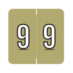 Barkley FNBRM Compatible Numerical Labels, Number "9" , Gold, Laminated Stock, 1-1/2" X 1-1/2" Individual Numbers - Roll of 500