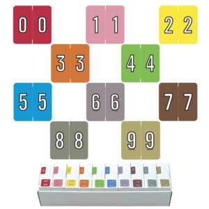 Barkley FNBRM Compatible Numerical Labels, Number "0-9" , Multiple Color, Laminated Stock, 1-1/2" X 1-1/2" Individual Numbers - 10 Rolls of 500