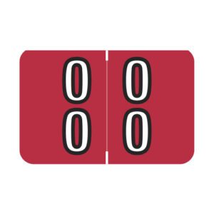 Barkley BXDM Compatible Double Digit Labels, Number "00" , Red, Laminated Stock, 1" X 1-1/2" Individual Numbers - Roll of 500
