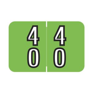 Barkley BXDM Compatible Double Digit Labels, Number "40" , Green, Laminated Stock, 1" X 1-1/2" Individual Numbers - Roll of 500