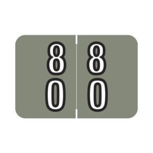 Barkley BXDM Compatible Double Digit Labels, Number "80" , Lavender, Laminated Stock, 1" X 1-1/2" Individual Numbers - Roll of 500
