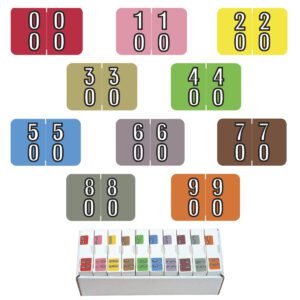 Barkley BXDM Compatible Double Digit Labels, 00-90 Double Digit Set, Laminated Stock, 1" X 1-1/2" Individual Numbers - 10 Rolls of 500