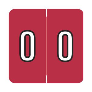 Barkley FNDBM Compatible Numerical Labels, Number "0" , Red, Laminated Stock, 1" X 1-1/2" Individual Numbers - Roll of 500