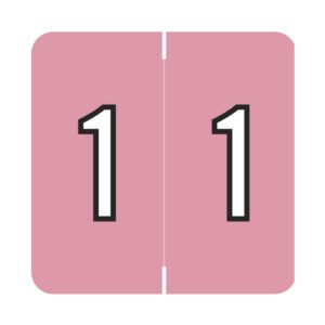 Barkley FNDBM Compatible Numerical Labels, Number "1" , Pink, Laminated Stock, 1" X 1-1/2" Individual Numbers - Roll of 500