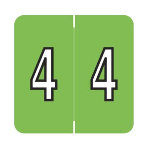 Barkley FNDBM Compatible Numerical Labels, Number "4" , Green, Laminated Stock, 1" X 1-1/2" Individual Numbers - Roll of 500