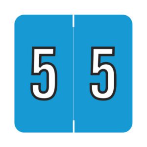 Barkley FNDBM Compatible Numerical Labels, Number "5" , Blue, Laminated Stock, 1" X 1-1/2" Individual Numbers - Roll of 500