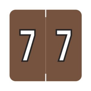 Barkley FNDBM Compatible Numerical Labels, Number "7" , Brown, Laminated Stock, 1" X 1-1/2" Individual Numbers - Roll of 500