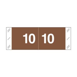 Tabbies 11850 Compatible Numerical Labels, Number "10" , Brown, Laminated Stock, 1/2" X 1-1/2" Individual Numbers - Roll of 500