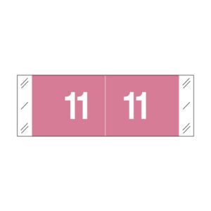 Tabbies 11850 Compatible Numerical Labels, Number "11" , Pink, Laminated Stock, 1/2" X 1-1/2" Individual Numbers - Roll of 500
