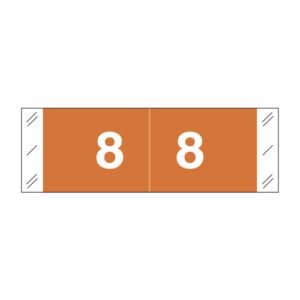 Tabbies 11850 Compatible Numerical Labels, Number "8" , Orange, Laminated Stock, 1/2" X 1-1/2" Individual Numbers - Roll of 500