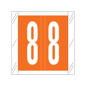 Tabbies 11500 Compatible Numerical Labels, Number "8" , Orange, Laminated Stock, 1-1/2" X 1-1/2" Individual Numbers - Roll of 500