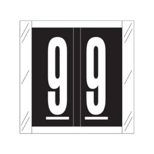 Tabbies 11500 Compatible Numerical Labels, Number "9" , Black, Laminated Stock, 1-1/2" X 1-1/2" Individual Numbers - Roll of 500