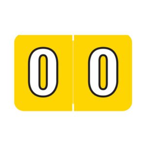Colwell Jewel Tone Compatible Numerical Labels, Number "0" , Yellow, Laminated Stock, 1" X 1-1/2" Individual Numbers - Roll of 500