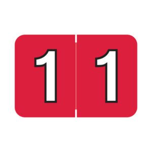 Colwell Jewel Tone Compatible Numerical Labels, Number "1" , Red, Laminated Stock, 1" X 1-1/2" Individual Numbers - Roll of 500
