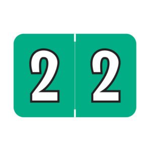 Colwell Jewel Tone Compatible Numerical Labels, Number "2" , Sterling Blue, Laminated Stock, 1" X 1-1/2" Individual Numbers - Roll of 500