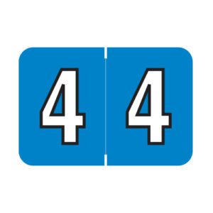 Colwell Jewel Tone Compatible Numerical Labels, Number "4" , Blue, Laminated Stock, 1" X 1-1/2" Individual Numbers - Roll of 500