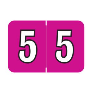 Colwell Jewel Tone Compatible Numerical Labels, Number "5" , Pink, Laminated Stock, 1" X 1-1/2" Individual Numbers - Roll of 500