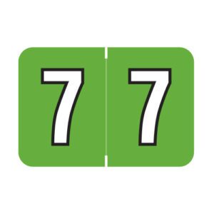 Colwell Jewel Tone Compatible Numerical Labels, Number "7" , Green, Laminated Stock, 1" X 1-1/2" Individual Numbers - Roll of 500