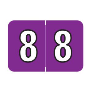 Colwell Jewel Tone Compatible Numerical Labels, Number "8" , Purple, Laminated Stock, 1" X 1-1/2" Individual Numbers - Roll of 500