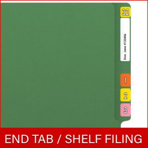 14 pt Color Folders, Full Cut 2-Ply End Tab, Legal Size, Fastener Pos #1, Green (Box of 50) - Image 6
