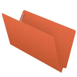 14 pt Color Folders, Full Cut 2-Ply End Tab, Legal Size, Fastener Pos #1, Orange (Box of 50) - Image 1
