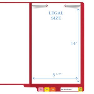 14 pt Color Folders, Full Cut 2-Ply End Tab, Legal Size, Fastener Pos #1, Red (Box of 50) - Image 9