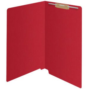 14 pt Color Folders, Full Cut 2-Ply End Tab, Legal Size, Fastener Pos #1, Red (Box of 50) - Image 2