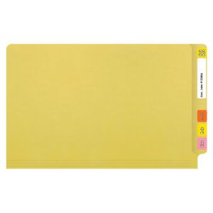 14 pt Color Folders, Full Cut 2-Ply End Tab, Legal Size, Fastener Pos #1, Yellow (Box of 50) - Image 3