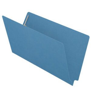 14 pt Color Folders, Full Cut 2-Ply End Tab, Legal Size, 2 Fasteners in Pos #1 & #3, Blue (Box of 50) - Image 1
