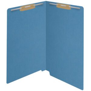 14 pt Color Folders, Full Cut 2-Ply End Tab, Legal Size, 2 Fasteners in Pos #1 & #3, Blue (Box of 50) - Image 2