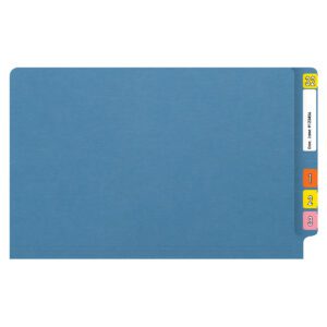 14 pt Color Folders, Full Cut 2-Ply End Tab, Legal Size, 2 Fasteners in Pos #1 & #3, Blue (Box of 50) - Image 3