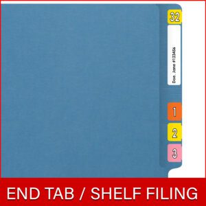 14 pt Color Folders, Full Cut 2-Ply End Tab, Legal Size, 2 Fasteners in Pos #1 & #3, Blue (Box of 50) - Image 6