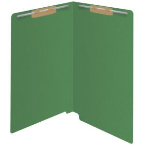 14 pt Color Folders, Full Cut 2-Ply End Tab, Legal Size, 2 Fasteners in Pos #1 & #3, Green (Box of 50) - Image 2