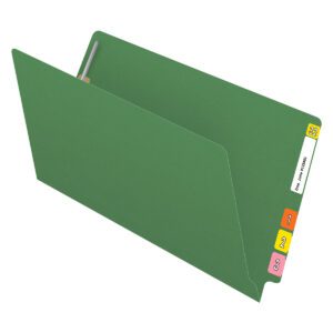 14 pt Color Folders, Full Cut 2-Ply End Tab, Legal Size, 2 Fasteners in Pos #1 & #3, Green (Box of 50) - Image 4