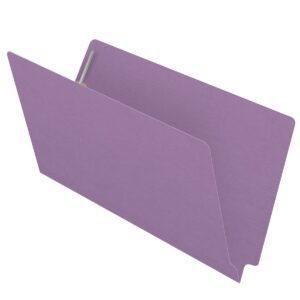 14 pt Color Folders, Full Cut 2-Ply End Tab, Legal Size, 2 Fasteners in Pos #1 & #3, Lavender (Box of 50) - Image 1