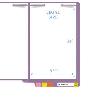 14 pt Color Folders, Full Cut 2-Ply End Tab, Legal Size, 2 Fasteners in Pos #1 & #3, Lavender (Box of 50) - Image 9